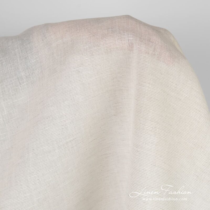 Transparent greyish white cotton linen fabric