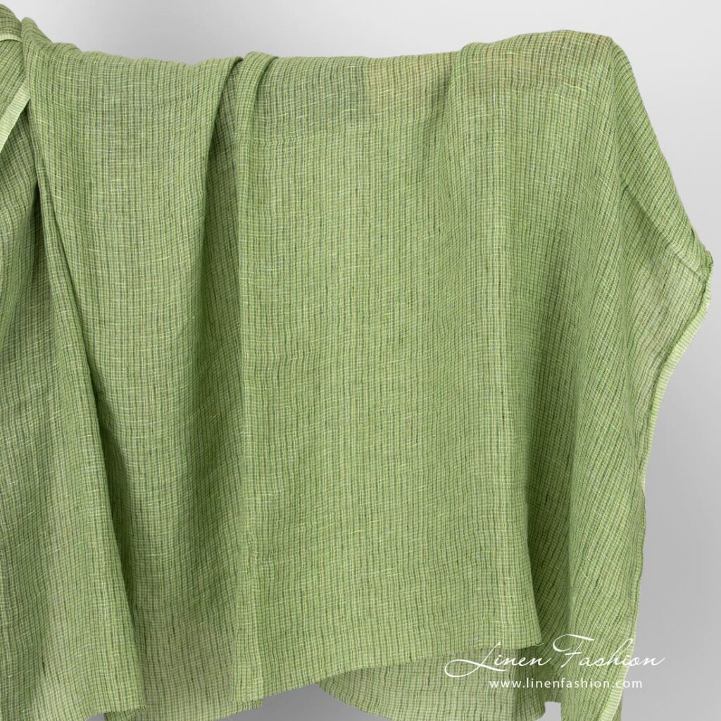Limonkowo-zielony prany len 1 Lime green linen fabric