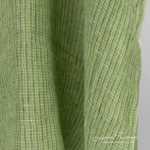 Limonkowo-zielony prany len 7 Lime green linen fabric in gauze pattern