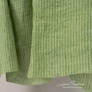 Limonkowo-zielony prany len 8 Lime green linen fabric, washed