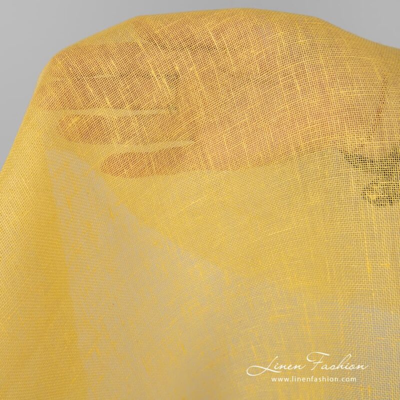 Yellow gauze linen fabric.