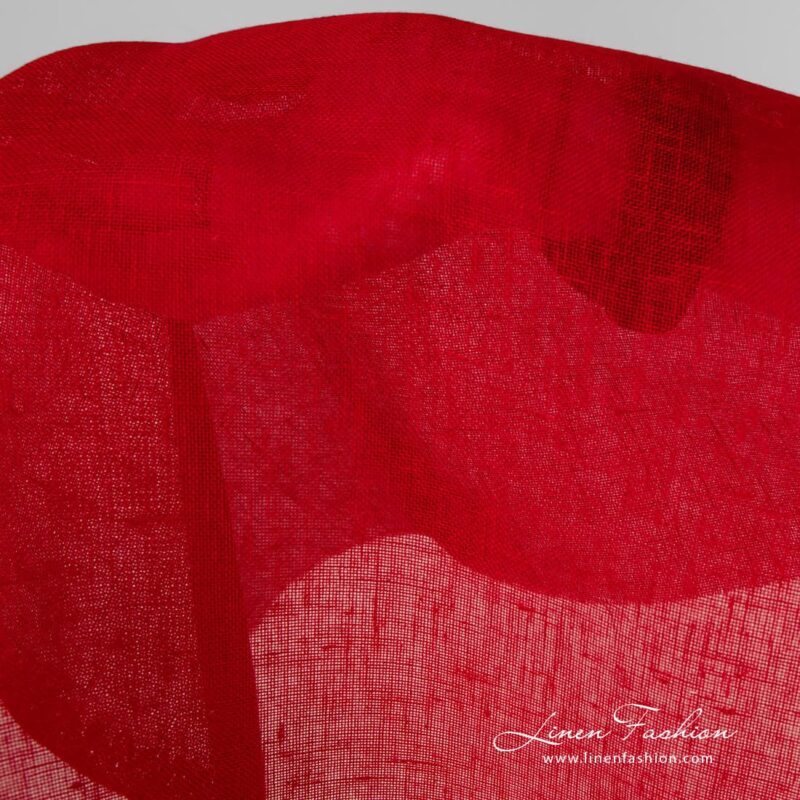 Bright red gauze linen fabric.