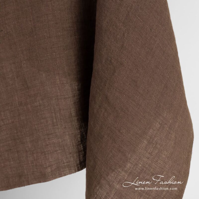 Linen fabric in green and violet melange, washed