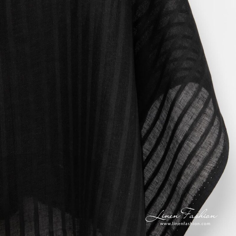 Black linen fabric with stripes.