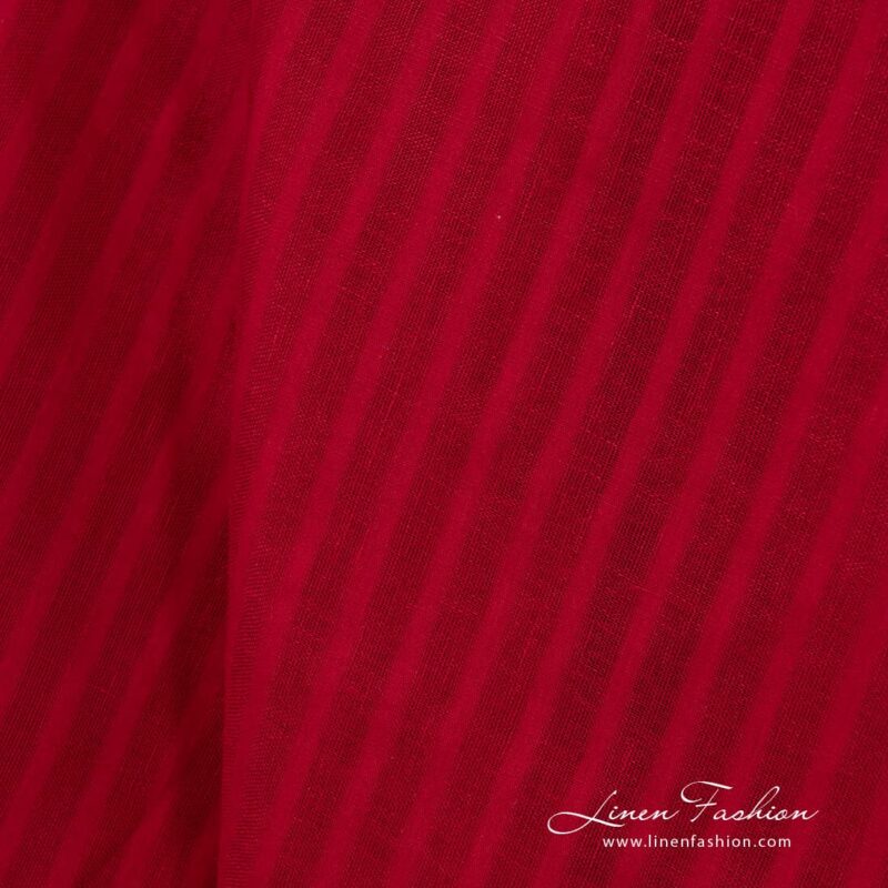 Red dyed 100% linen fabric.