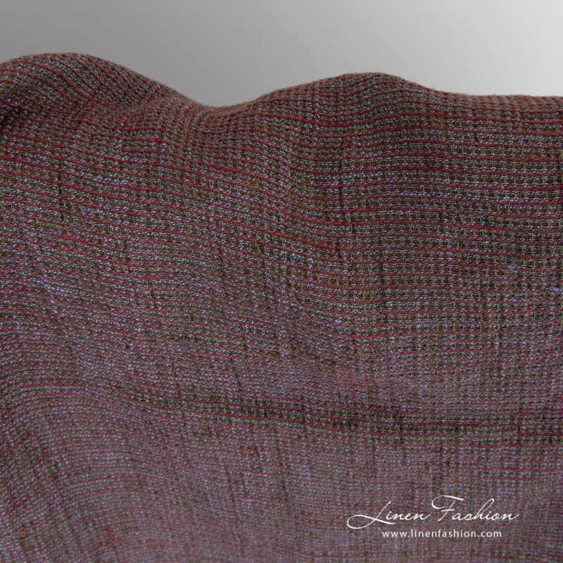 Multicolored linen fabric with "waffle" checks