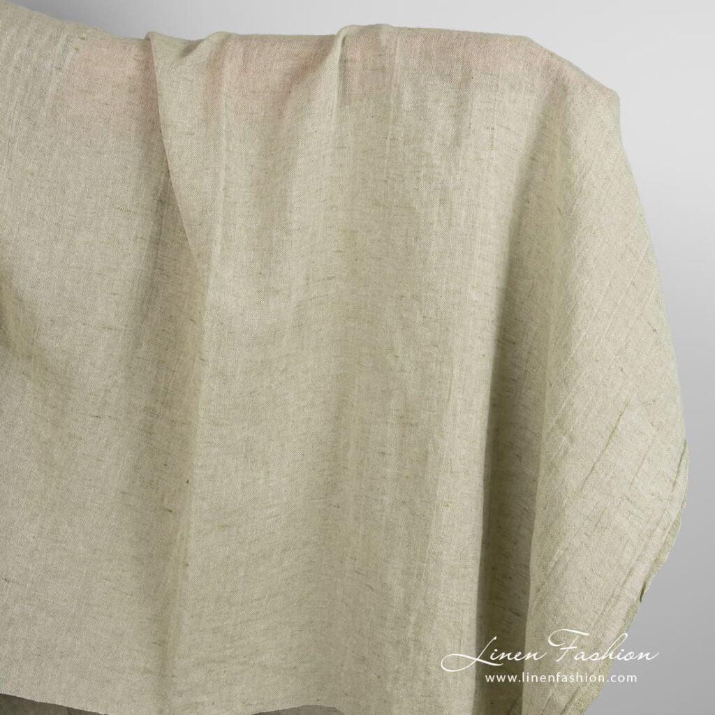 Green linen cotton fabric