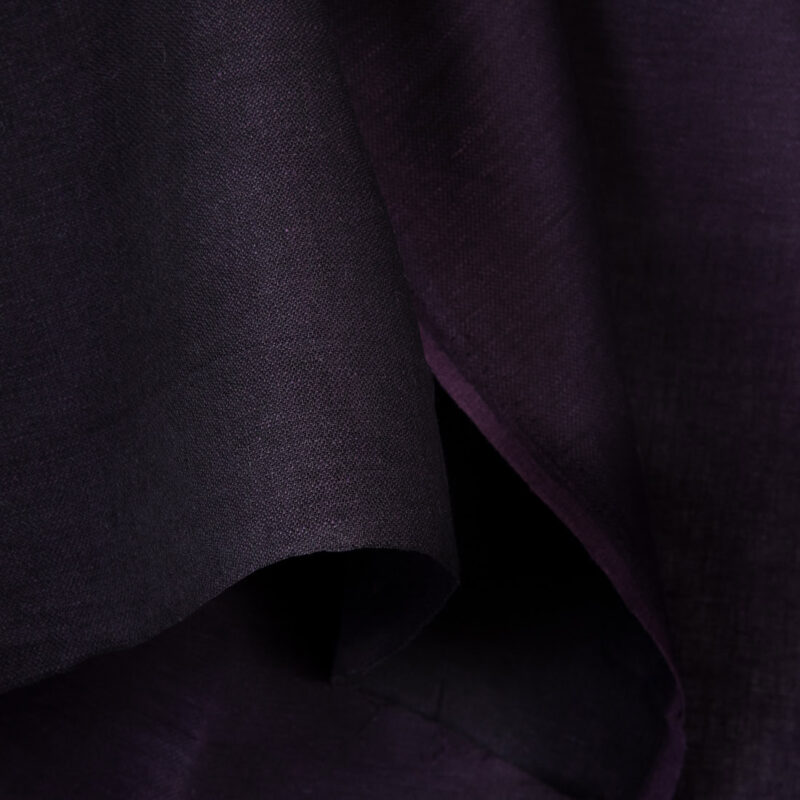 Linen fabric black-violet satin, 155cm width