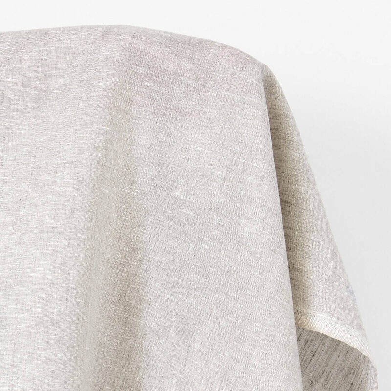 Lightweight linen fabric natural and white melange, plain weave