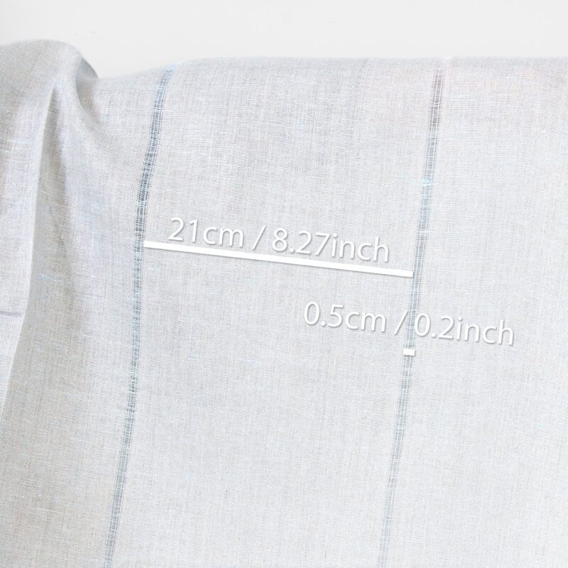 Linen fabric blue and natural with stripes, with measurements