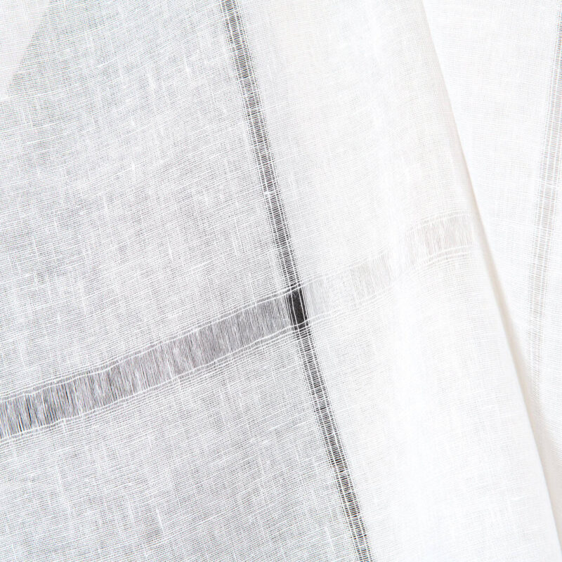 Linen fabric optical white with large checks, openweave