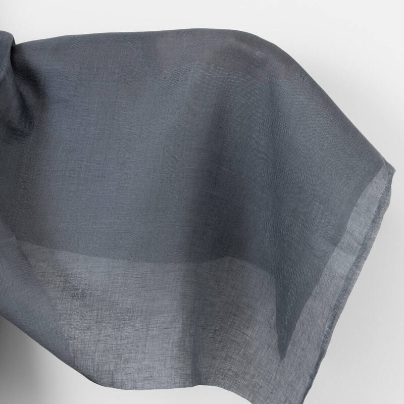 Linen fabric dark grey panama weave