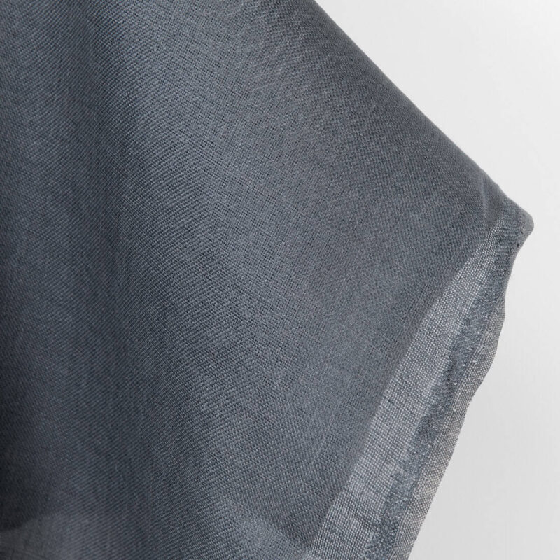 Linen fabric dark grey panama weave, lightweight