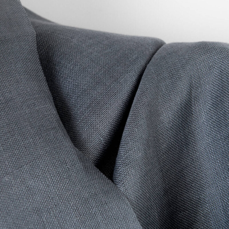 Linen fabric dark grey panama weave, 150cm