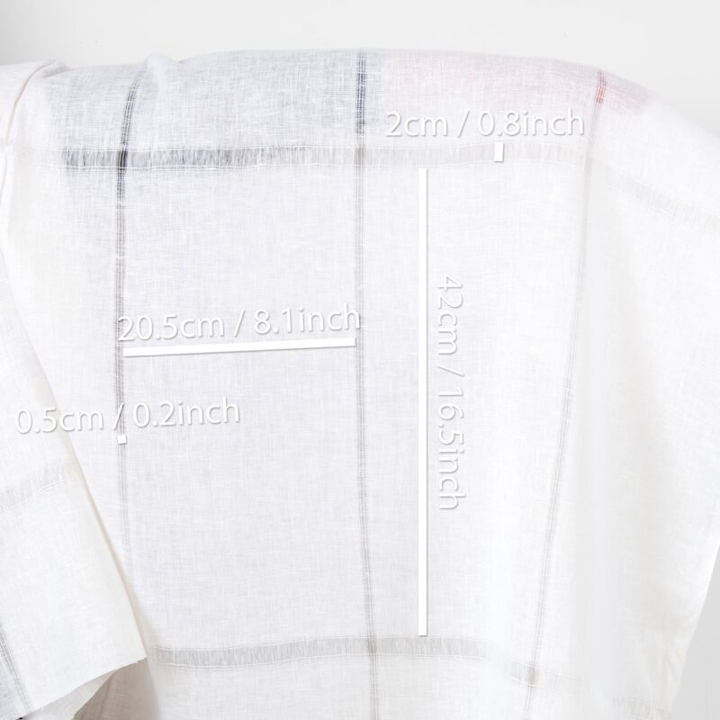 Tkanina lniana optyczna biel w dużą kratę - obrazek 2