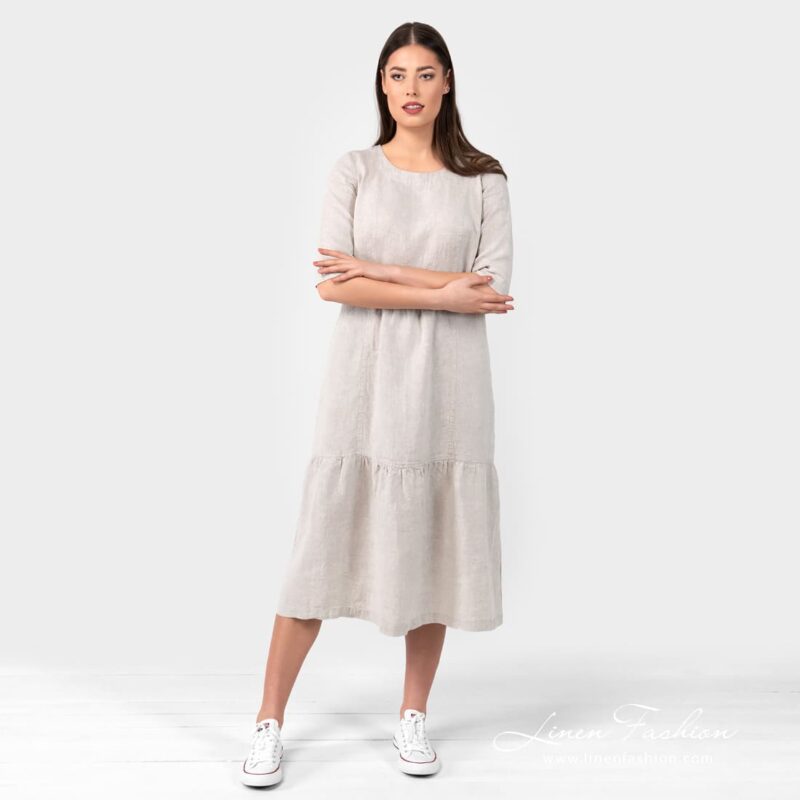 SERENA natural color linen dress knee lenght