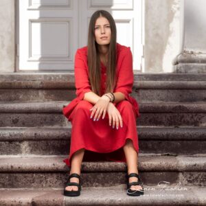 MONTANA INA red linen dress