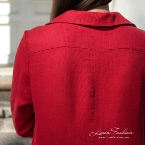 Red linen dress in small delicate design