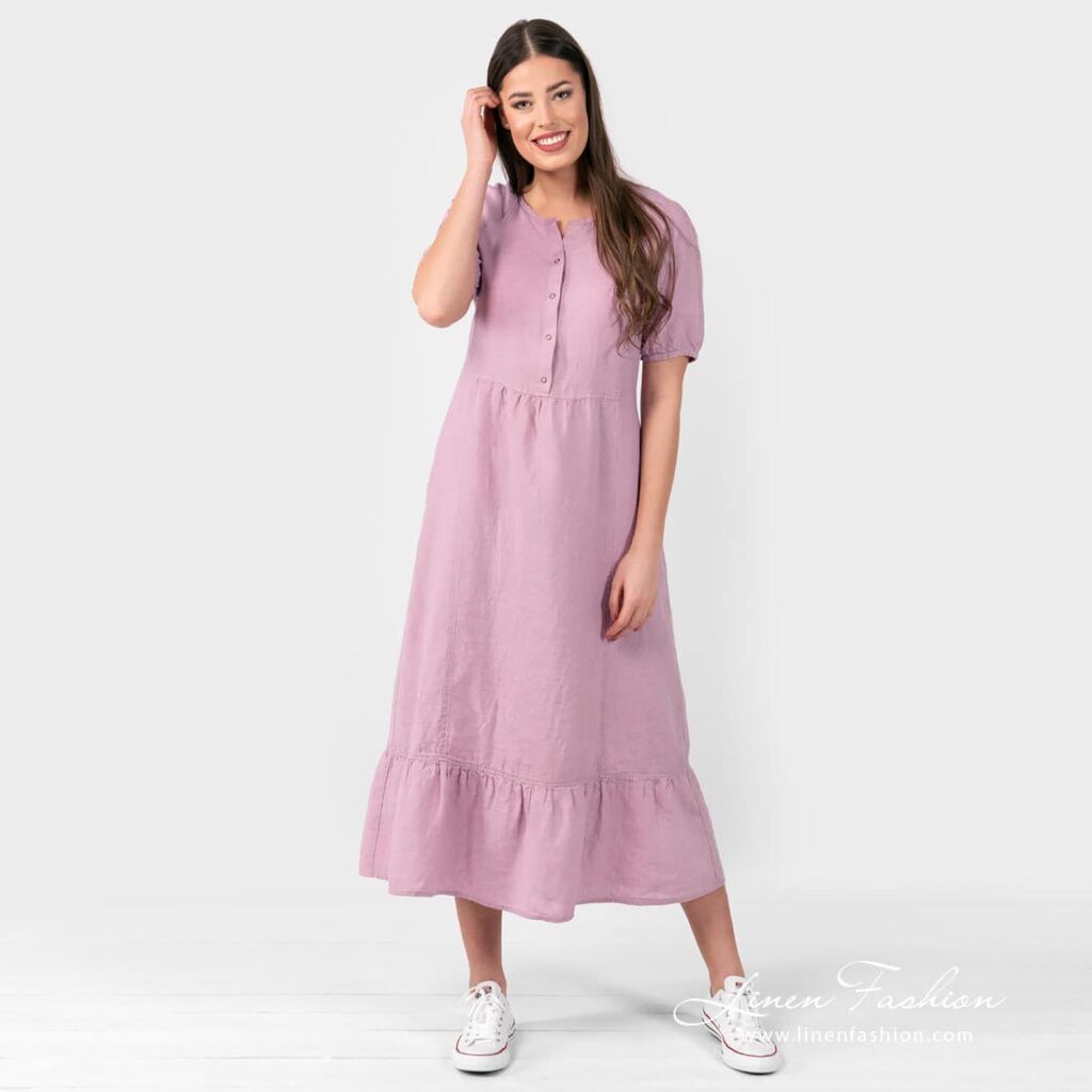 ZOE flamingo linen dress
