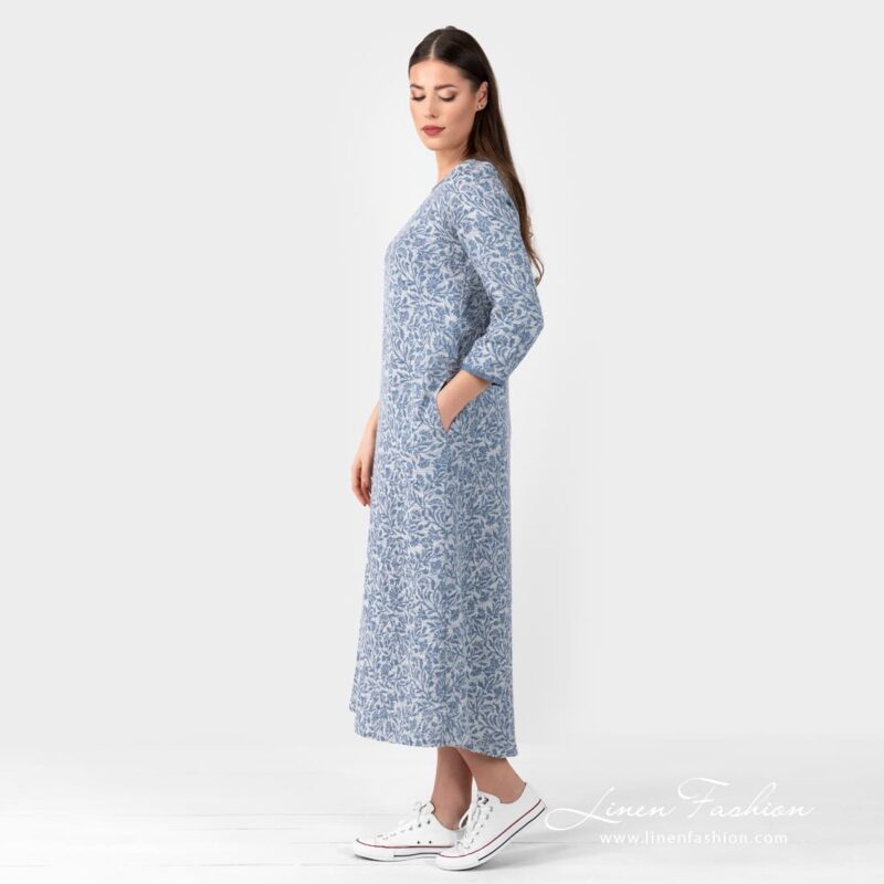 BLUET linen cotton jacquard long dress