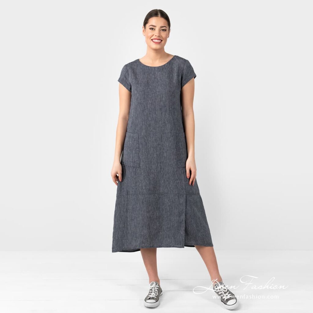 OLIVIA blue linen dress