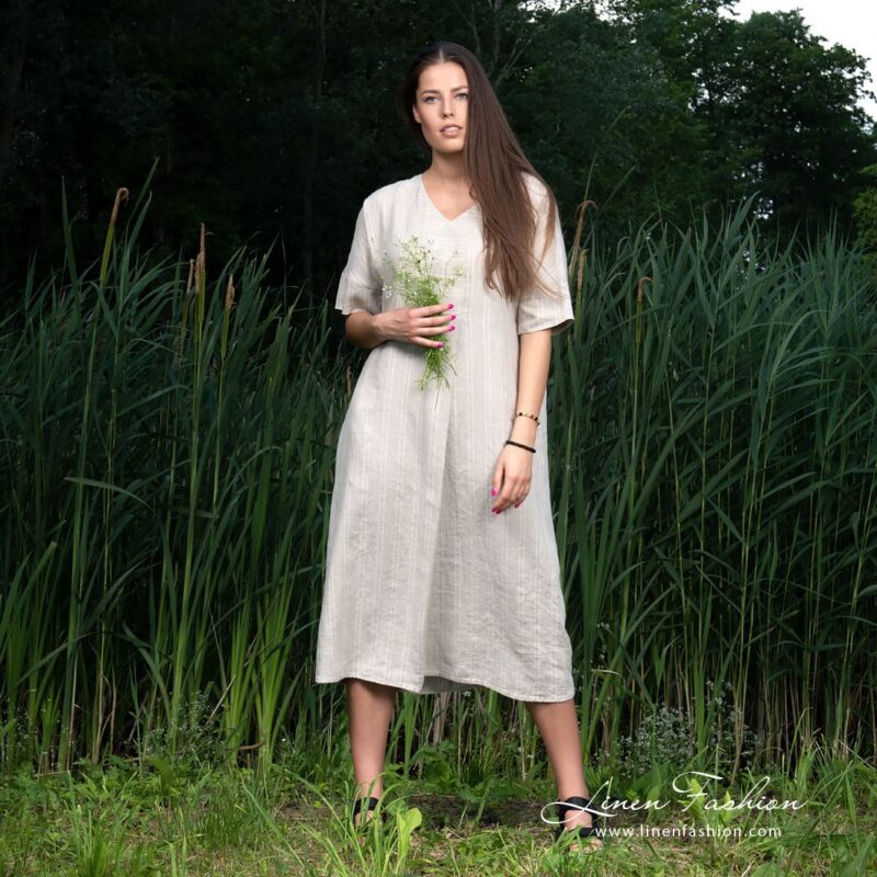 MILA grey linen dress