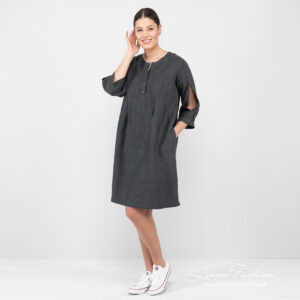 linen dark grey wide dress.