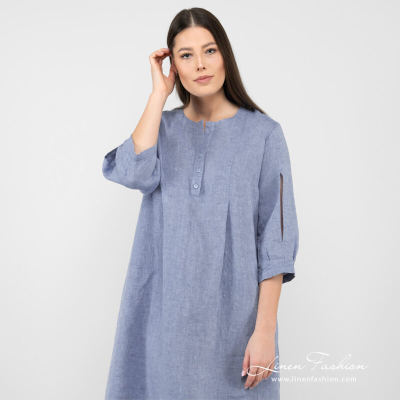 light blue linen dress, washed.