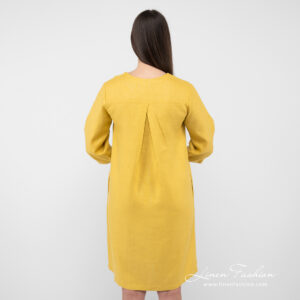 Linen mustard dress from backside.
