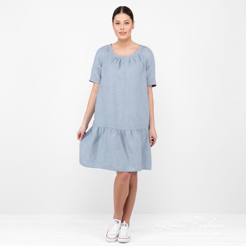 linen blue dress.