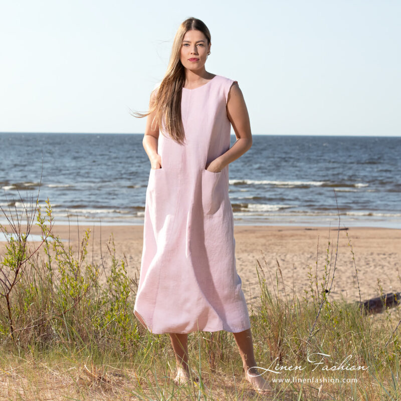rose linen dress.