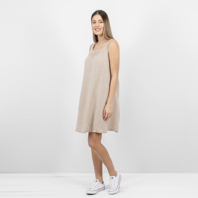 sand linen dress sleevless Mina