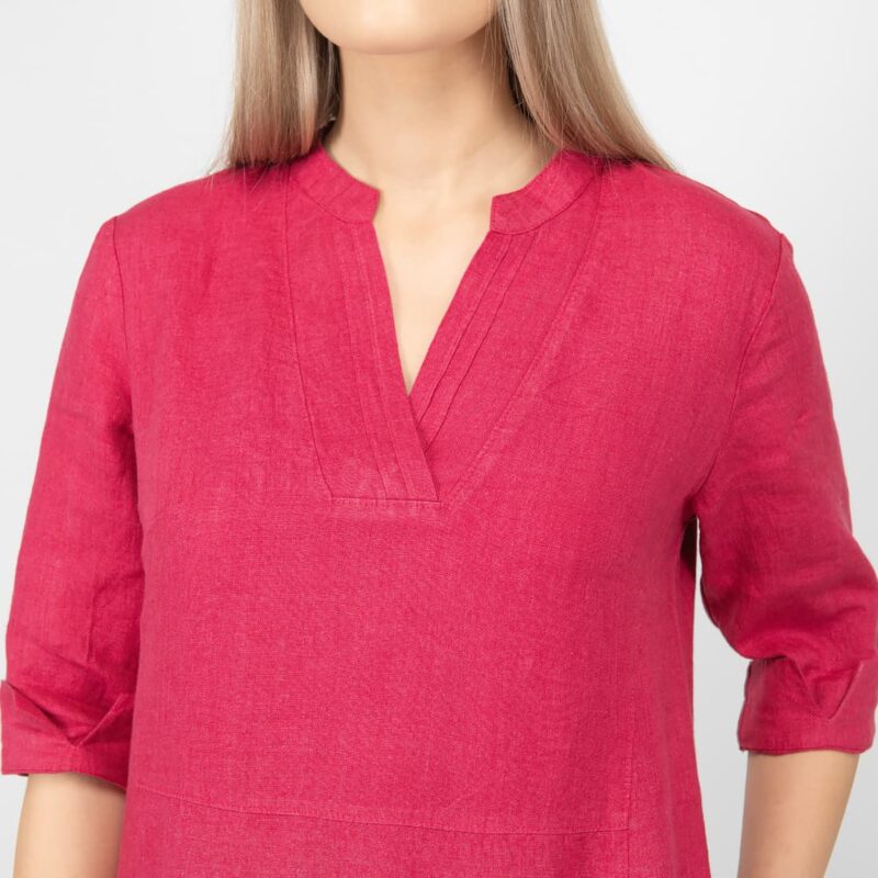 red long linen dress washed