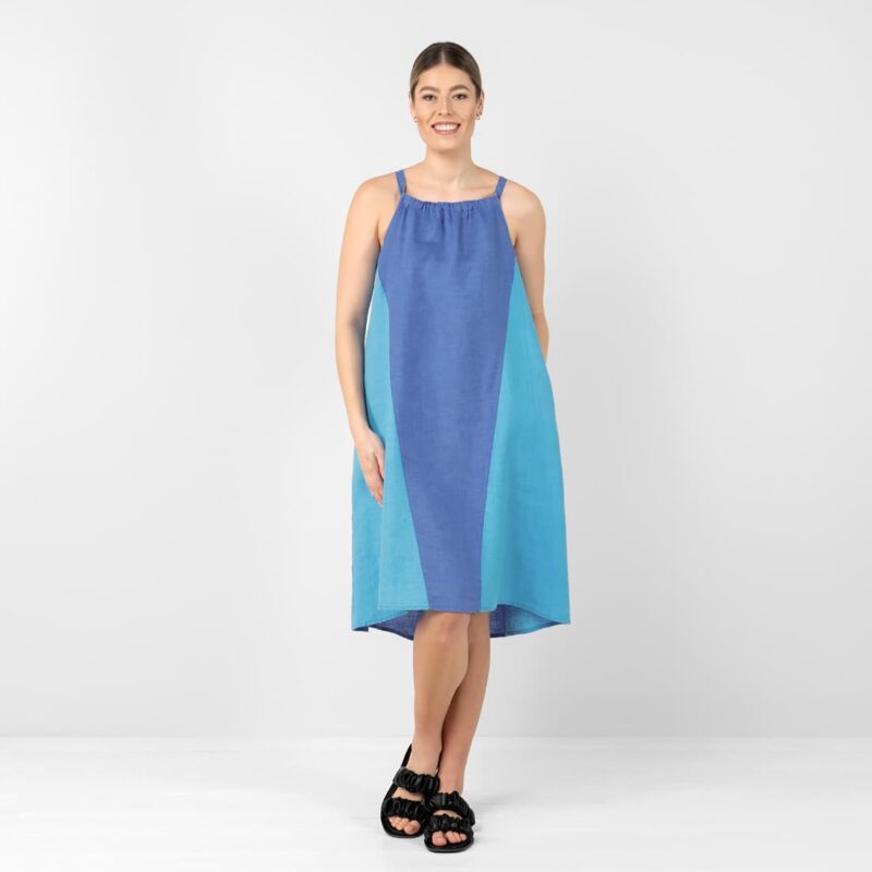 Blue linen dress