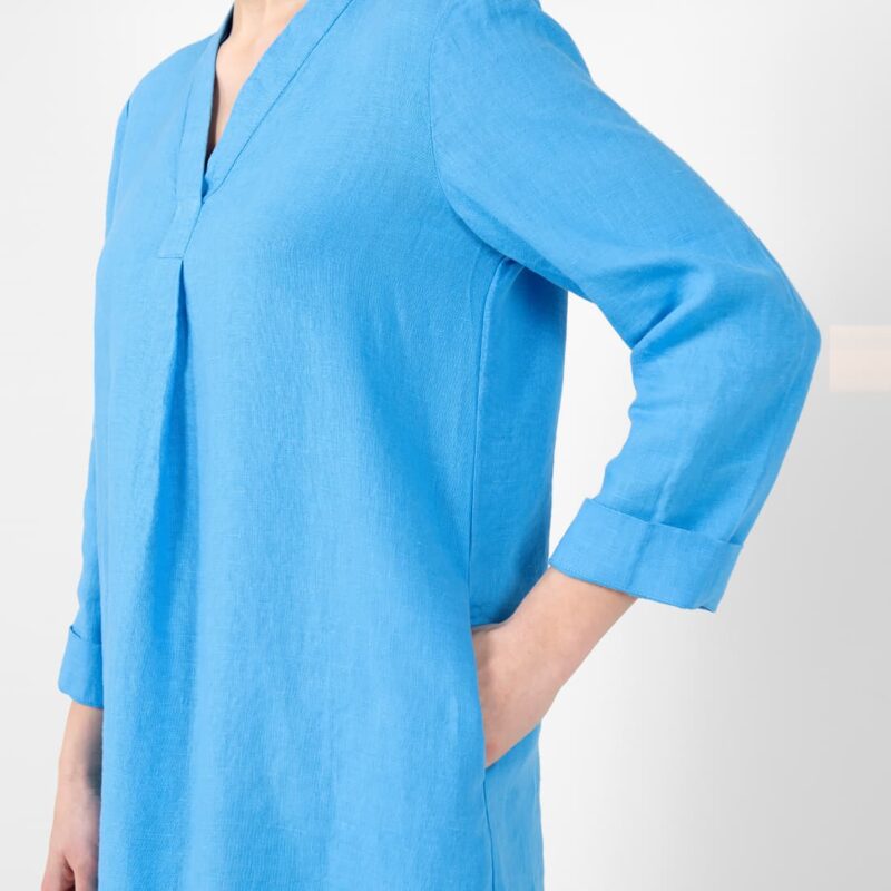 Light blue linen dress with pockets