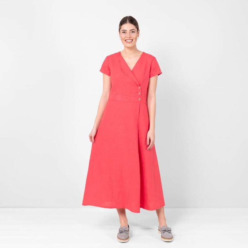 Red linen dress