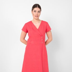 Red linen dress, 100% linen