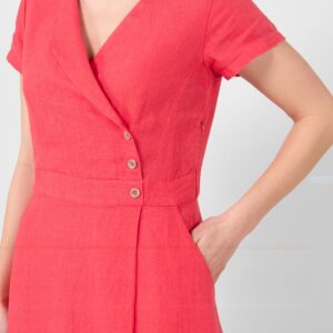 Red linen dress, with pockets