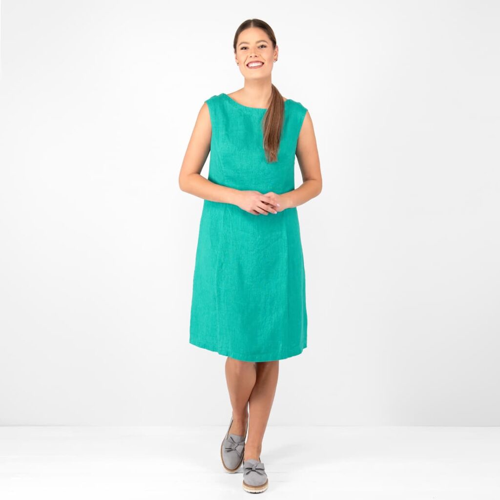 green turquoise linen dress
