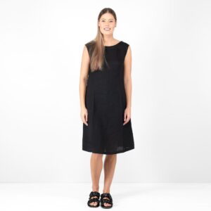 linen black dress, washed