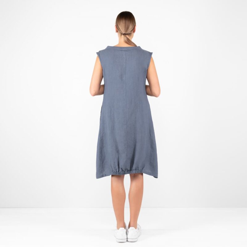 jeans blue linen dress from backside