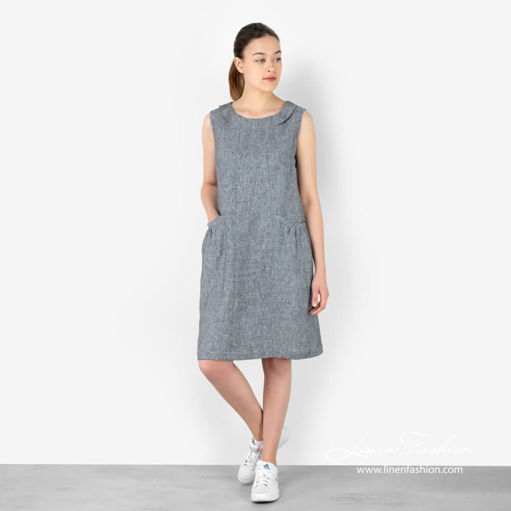 LUNDI blue linen dress.