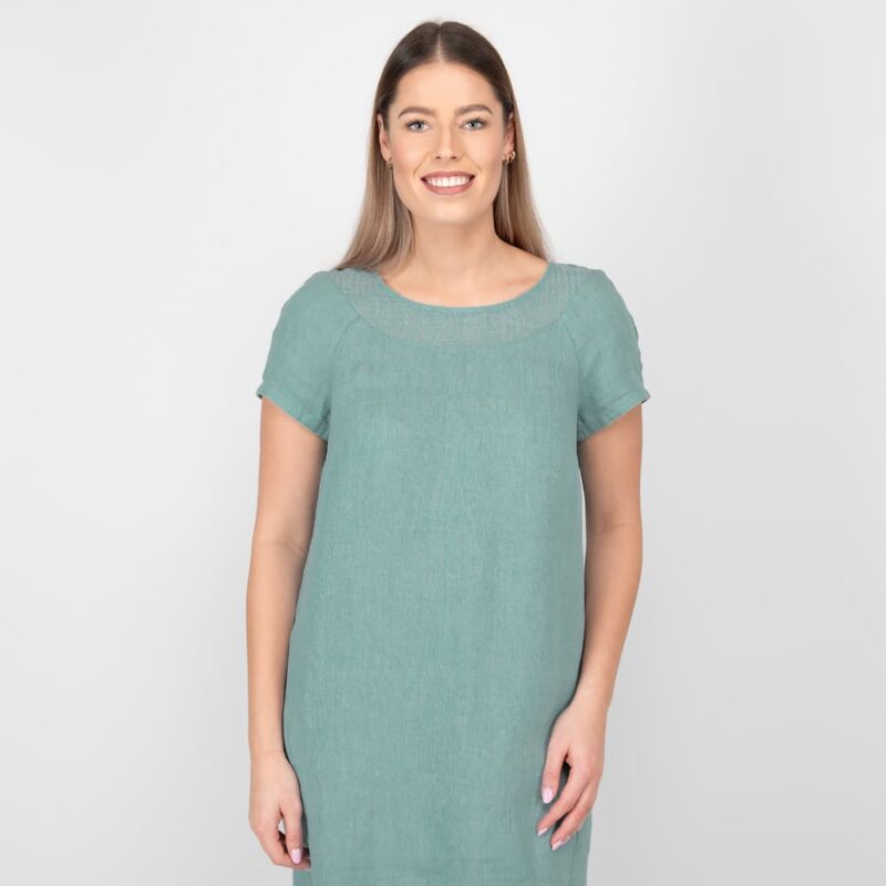 aqua linen dress washed