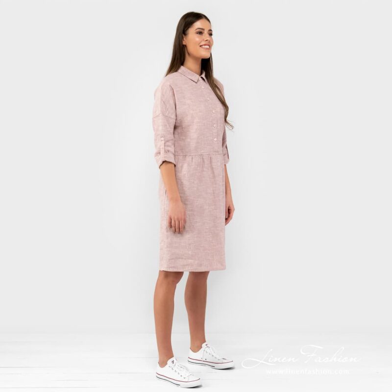 Linen-cotton dress, brownish.
