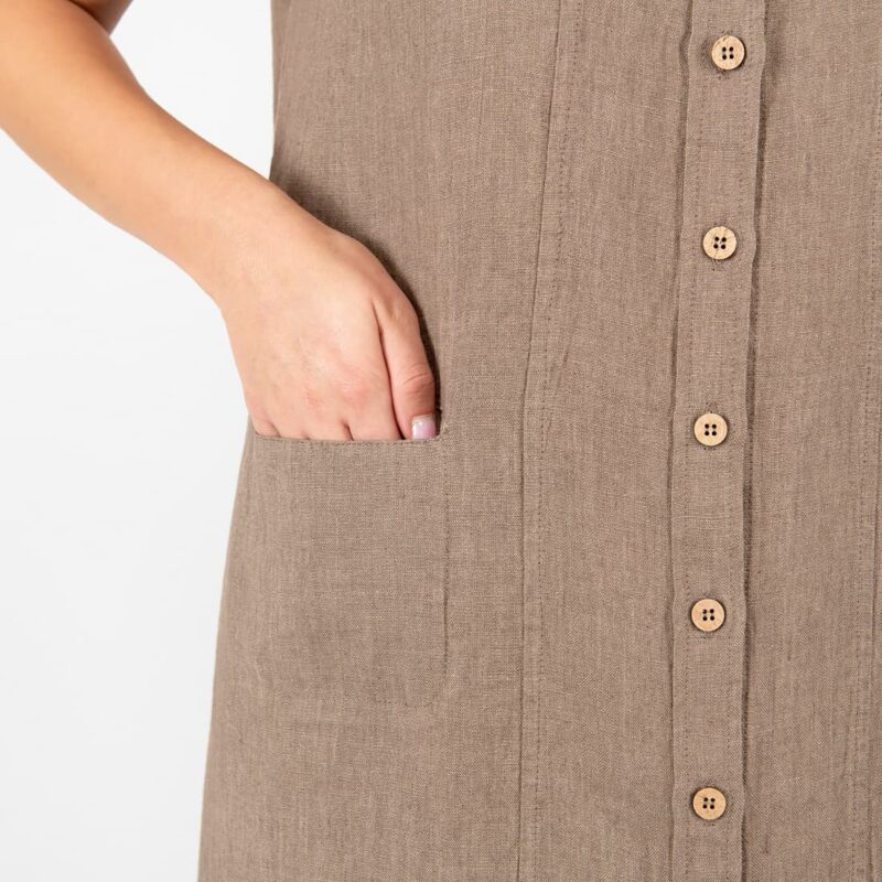 brown linen dress, with pocket