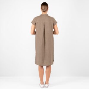 brown linen dress from backside