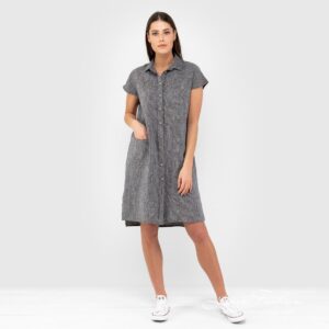 GINA black linen dress full size