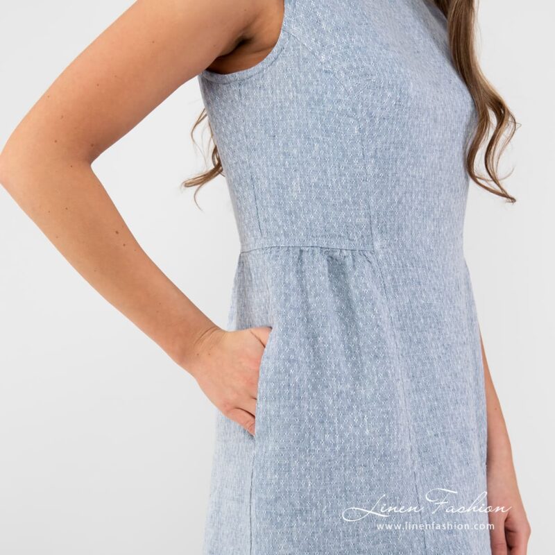 Blue linen dress with pockets