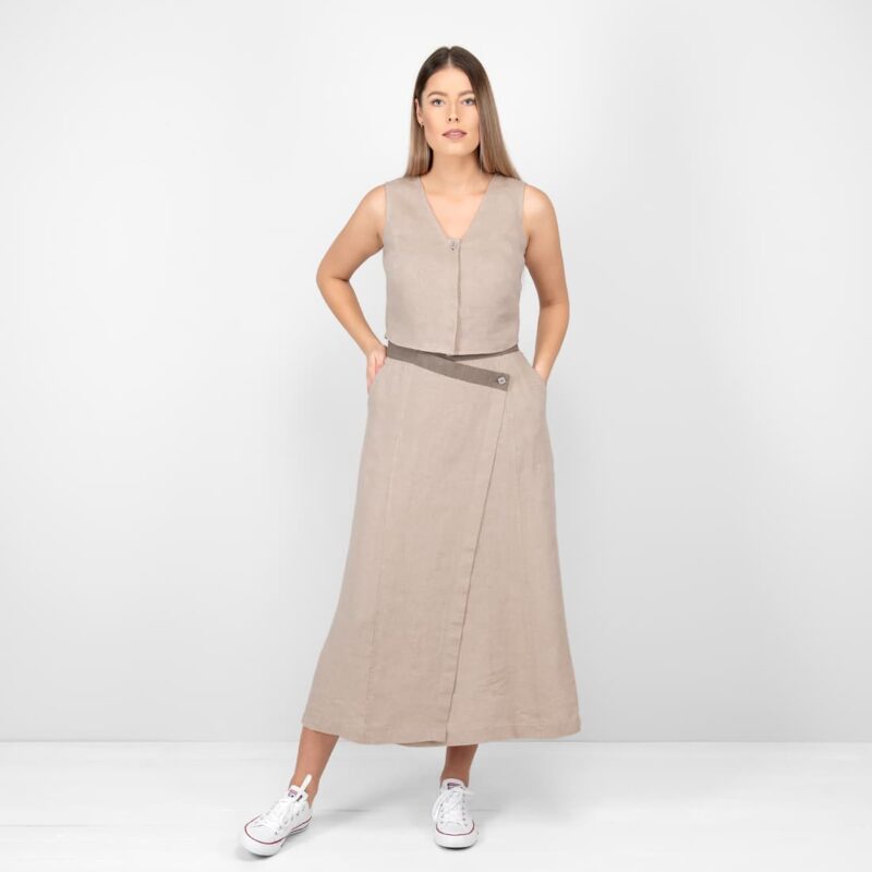 linen sand vest
