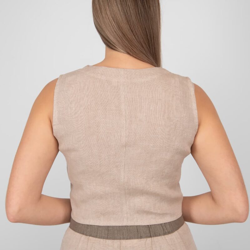linen sand vest from back side